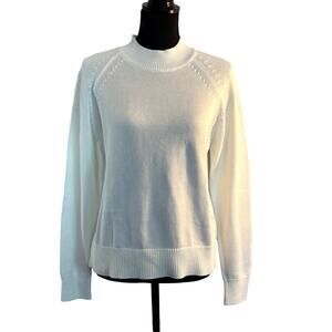 NWT QUINCE Pullover Sweater 100% Organic Cotton White Mock-T Long Sleeve Small